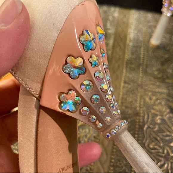 NWT Prada satin heels Calzature Donna Jeweled blush cream size 6 - Picture 5 of 10
